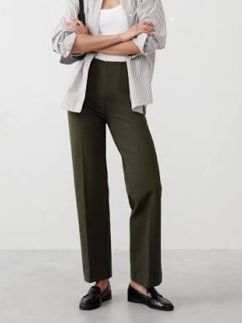 Banana Republic Straight Leg Ponte Ultra High-Rise Pull-On Pant Green, sz Large